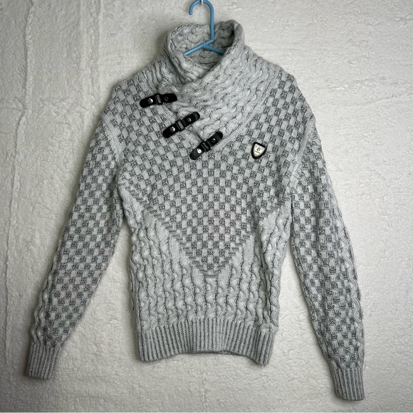 Leif‎ Nelson gray buckle turtleneck sweater Mens small. - Picture 1 of 6